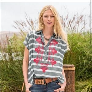 SUNDANCE: Embroidered Cotton Top